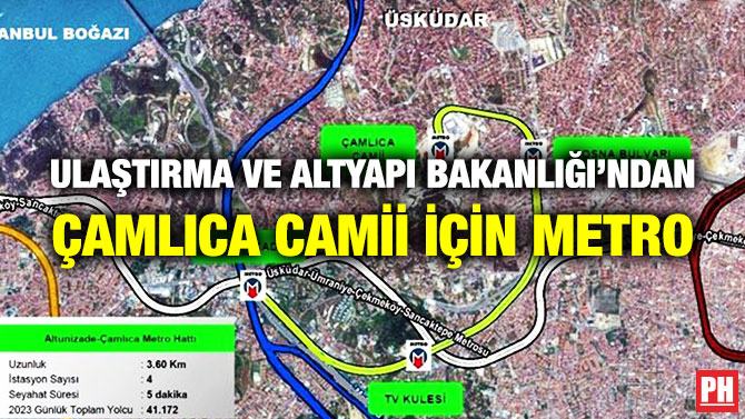 ULAŞTIRMA VE ALTYAPI BAKANLIĞI’NDAN ÇAMLICA CAMİİ İÇİN METRO