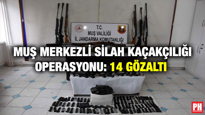 MUŞ MERKEZLİ SİLAH KAÇAKÇILIĞI OPERASYONU: 14 GÖZALTI