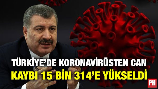 TÜRKİYE’DE KORONAVİRÜSTEN CAN KAYBI 15 BİN 314’E YÜKSELDİ