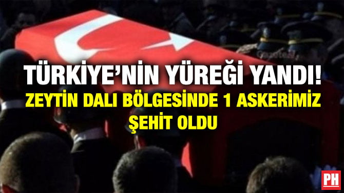 TÜRKİYE’NİN YÜREĞİ YANDI! ZEYTİN DALI BÖLGESİNDE 1 ASKERİMİZ ŞEHİT OLDU