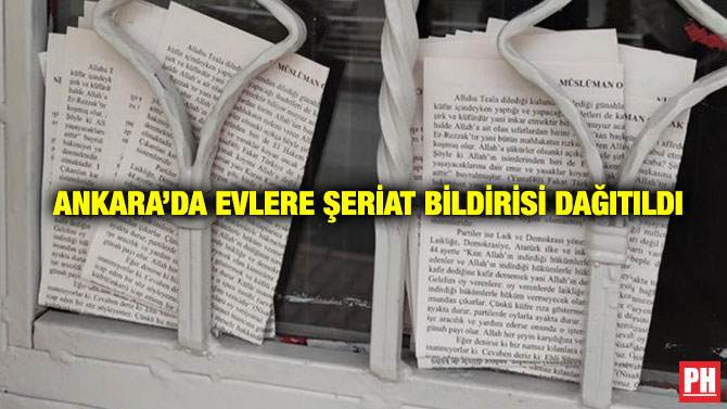 Ankara’da Evlere Şeriat Bildirisi Dağıtıldı