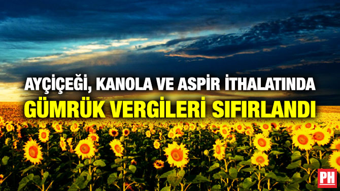 Ayçiçeği, Kanola ve Aspir İthalatında Gümrük Vergileri Sıfırlandı