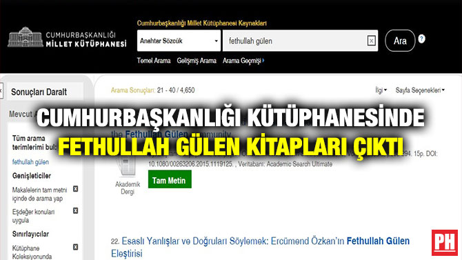 Cumhurbaşkanlığı Kütüphanesinde Fethullah Gülen Kitapları Çıktı