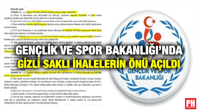 Gençlik ve Spor Bakanlığı’nda Gizli Saklı İhalelerin Önü Açıldı