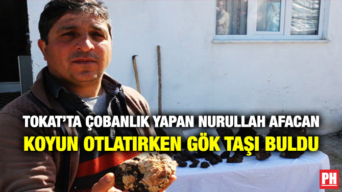 Tokat’ta Çobanlık Yapan Nurullah Afacan Koyun Otlatırken Gök Taşı Buldu