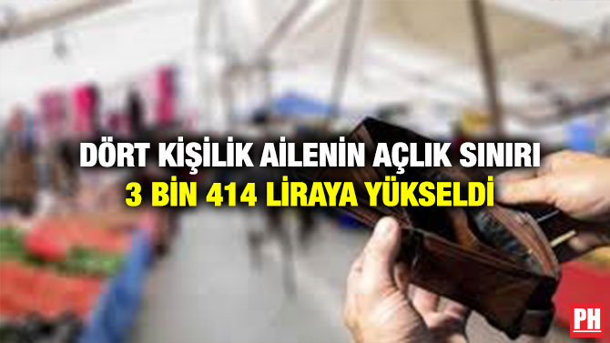 Dört Kişilik Ailenin Açlık Sınırı 3 Bin 414 Liraya Yükseldi