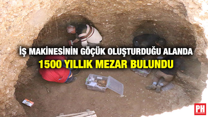 İş Makinesinin Göçük Oluşturduğu Alanda 1500 Yıllık Mezar Bulundu