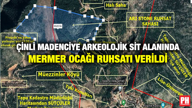Çinli Madenciye Arkeolojik Sit Alanında Mermer Ocağı Ruhsatı Verildi