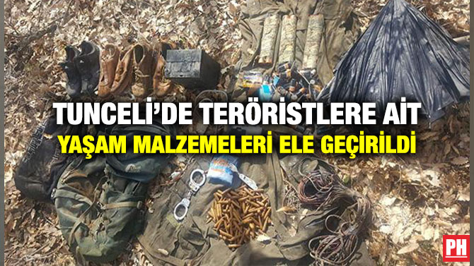Tunceli’de Teröristlere Ait Yaşam Malzemeleri Ele Geçirildi