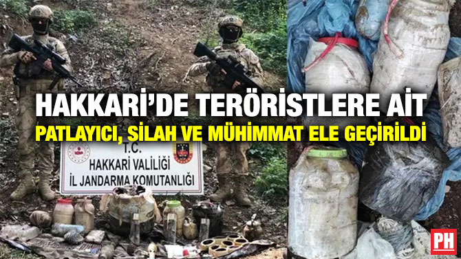 Hakkari’de Teröristlere ait Patlayıcı, Silah ve Mühimmat Ele Geçirildi