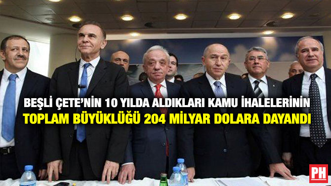 Beşli Çete’nin 10 Yılda Aldıkları Kamu İhalelerinin Toplam Büyüklüğü 204 Milyar Dolara Dayandı