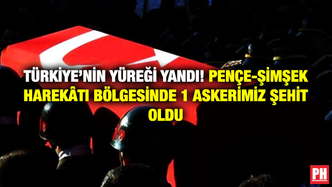 Türkiye’nin Yüreği Yandı! Pençe-Şimşek Harekâtı Bölgesinde 1 Askerimiz Şehit Oldu