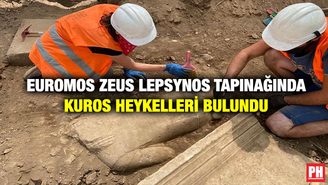 Euromos Zeus Lepsynos Tapınağında Kuros Heykelleri Bulundu