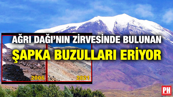 Ağrı Dağı’nın Zirvesinde Bulunan Şapka Buzulları Eriyor