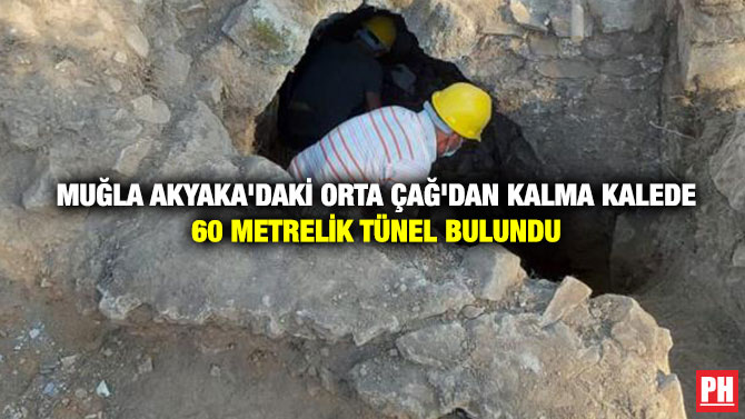 Muğla Akyaka’daki Orta Çağ’dan Kalma Kalede 60 Metrelik Tünel Bulundu
