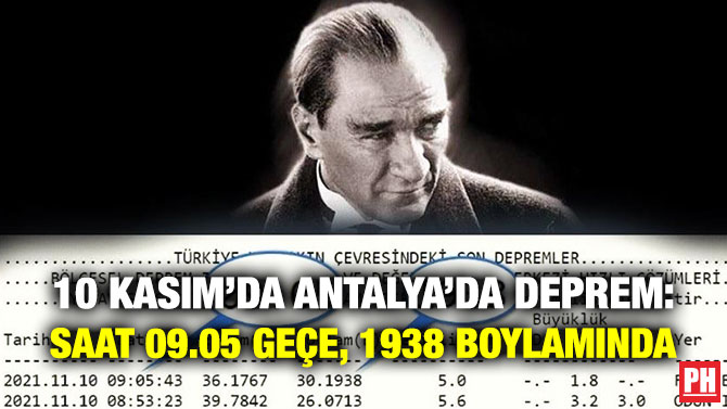 10 Kasım’da Antalya’da Deprem: Saat 09.05 Geçe, 1938 Boylamında