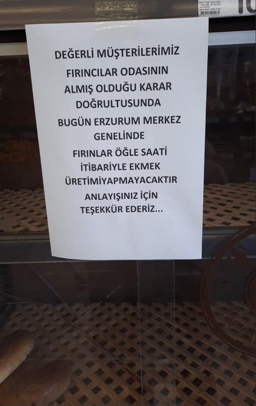 Fırıncılar duyuru astı.