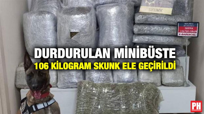 Durdurulan Minibüste 106 Kilogram Skunk Ele Geçirildi