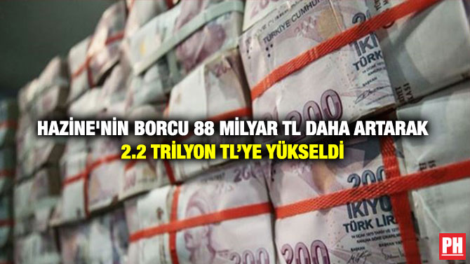 Hazine’nin Borcu 88 Milyar TL Daha Artarak 2.2 Trilyon TL’ye Yükseldi