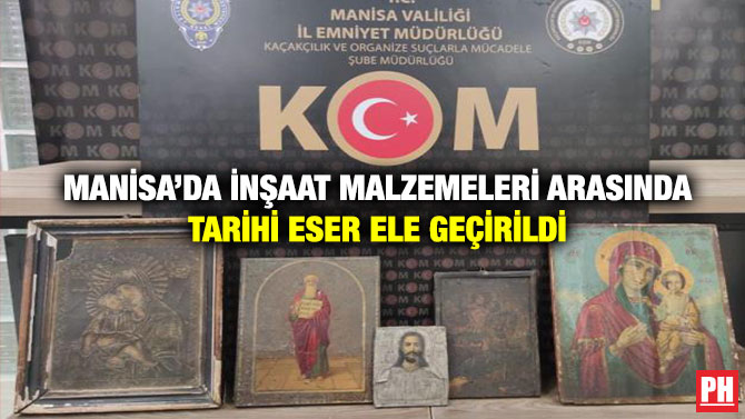 Manisa’da İnşaat Malzemeleri Arasında Tarihi Eser Ele Geçirildi