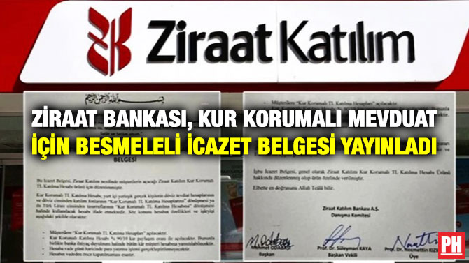 Ziraat Bankası, Kur Korumalı Mevduat için Besmeleli İcazet Belgesi Yayınladı