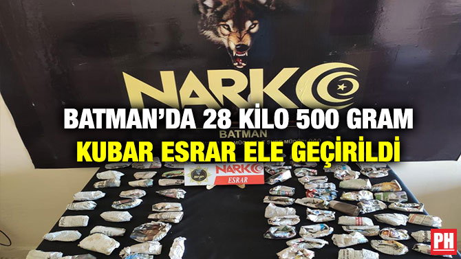 Batman’da 28 Kilo 500 Gram Kubar Esrar Ele Geçirildi