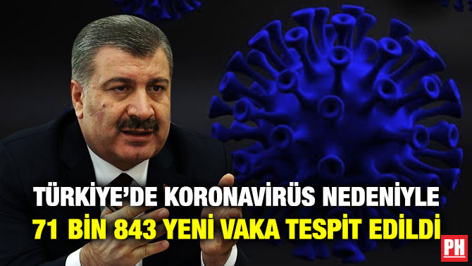 Türkiye’de Koronavirüs Nedeniyle 71 Bin 843 Yeni Vaka Tespit Edildi