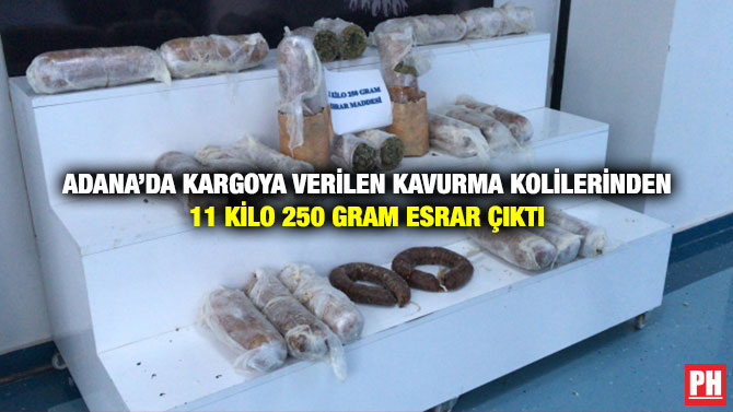 Adana’da Kargoya Verilen Kavurma Kolilerinden 11 Kilo 250 Gram Esrar Çıktı