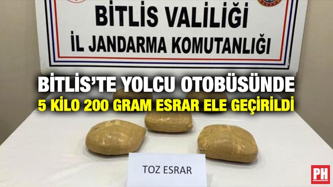 Bitlis’te Yolcu Otobüsünde 5 Kilo 200 Gram Esrar Ele Geçirildi