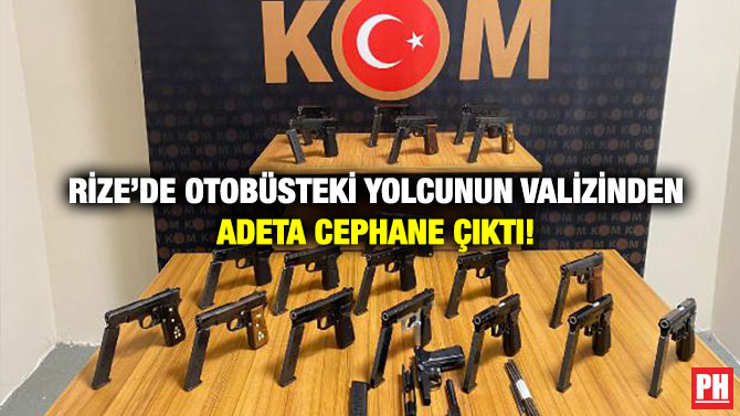 Rize’de Otobüsteki Yolcunun Valizinden Adeta Cephane Çıktı!