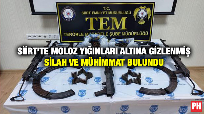 Siirt’te Moloz Yığınları Altına Gizlenmiş Silah ve Mühimmat Bulundu