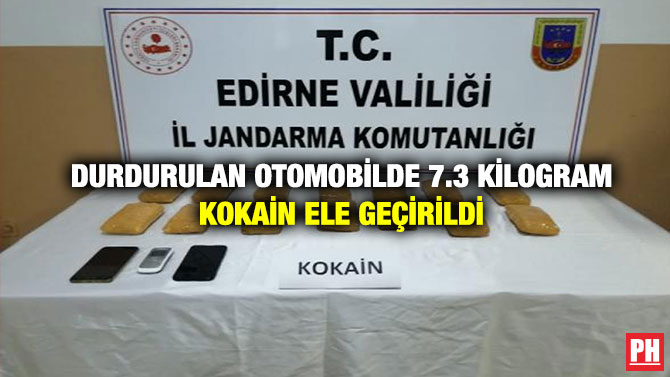 Durdurulan Otomobilde 7.3 Kilogram Kokain Ele Geçirildi