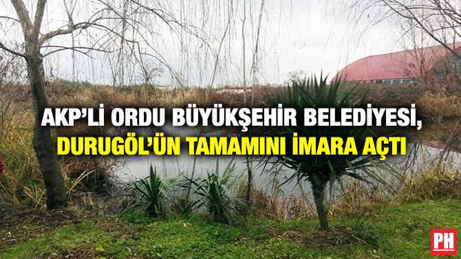 AKP’li Ordu Büyükşehir Belediyesi, Durugöl’ün Tamamını İmara Açtı