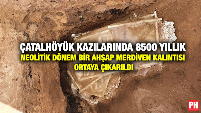Çatalhöyük Kazılarında 8500 Yıllık Neolitik Dönem Bir Ahşap Merdiven Kalıntısı Ortaya Çıkarıldı
