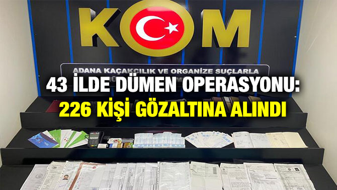 43 İlde Dümen Operasyonu: 226 Kişi Gözaltına Alındı