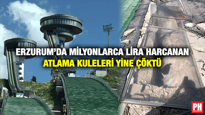 Erzurum’da Milyonlarca Lira Harcanan Atlama Kuleleri Yine Çöktü