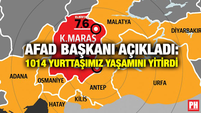 AFAD Başkanı Açıkladı: 1014 Yurttaşımız Yaşamını Yitirdi