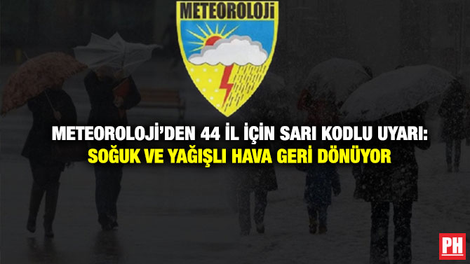 Meteoroloji’den 44 İl İçin Sarı Kodlu Uyarı: Soğuk ve Yağışlı Hava Geri Dönüyor