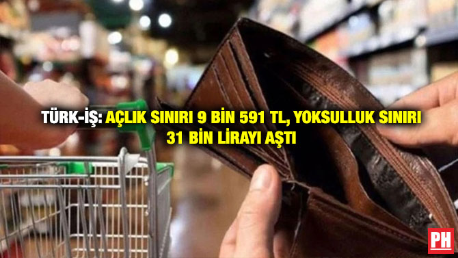Türk-İş: Açlık Sınırı 9 Bin 591 TL, Yoksulluk Sınırı 31 Bin Lirayı Aştı