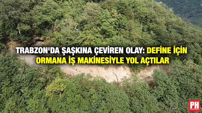 Trabzon’da Şaşkına Çeviren Olay: Define İçin Ormana İş Makinesiyle Yol Açtılar