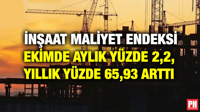 İnşaat Maliyet Endeksi Ekimde Aylık Yüzde 2,2, Yıllık Yüzde 65,93 Arttı
