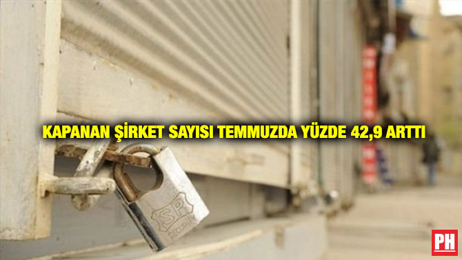 Kapanan Şirket Sayısı Temmuzda Yüzde 42,9 Arttı